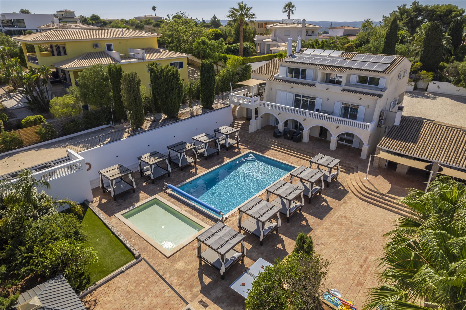 Aerial view of Villa Lux Luz and its grounds